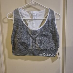 NWT Calvin Klein Reversable Charcoal and White Sports Bra